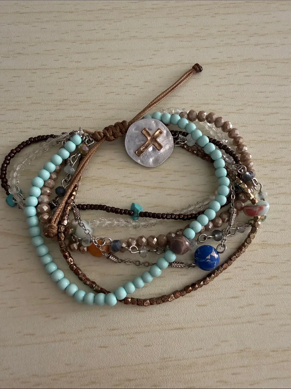 Multi-Strand Turquoise & Gold Bead Wrap Bracelet